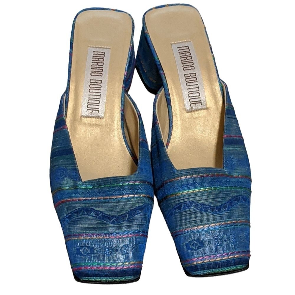 Marino Boutique square toe heel textile leather sole mule size 8.5W